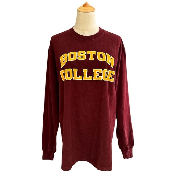 Champion Vintage Boston College Maroon Gold Long Sleeve Tee Shirt Size Large - Picture 1 of 9